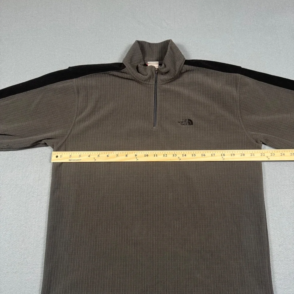 The North Face TKA 100 Fleece Pullover Mens Medium Grey 1/4 Zip Grid Textured